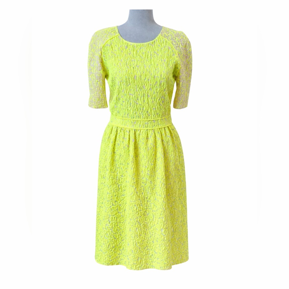 Preen by Thornton Bregazzi Neon Lace Midi Dress Altered As Is